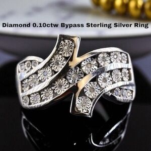 Genuine Diamond Bypass Sterling Silver Ring .10ctw